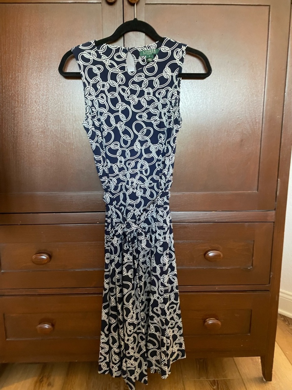 Ralph Lauren Navy and White Sleeveless Maxi Dress